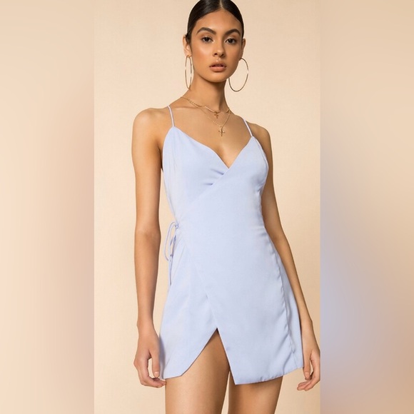 superdown Dresses & Skirts - Superdown Luca Wrap Front Blue Dress NWT